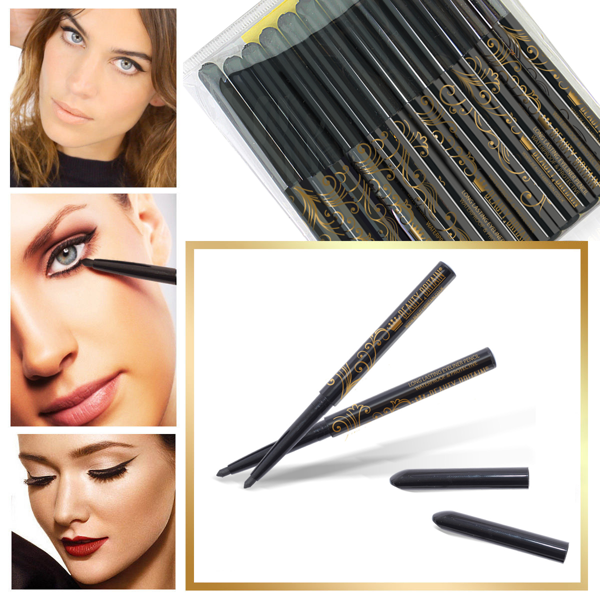 12 x BLACK EYELINER TWIST UP PENCILS PENS WATERPROOF WHOLESALE UK BEAUTY4BRITAIN eBay