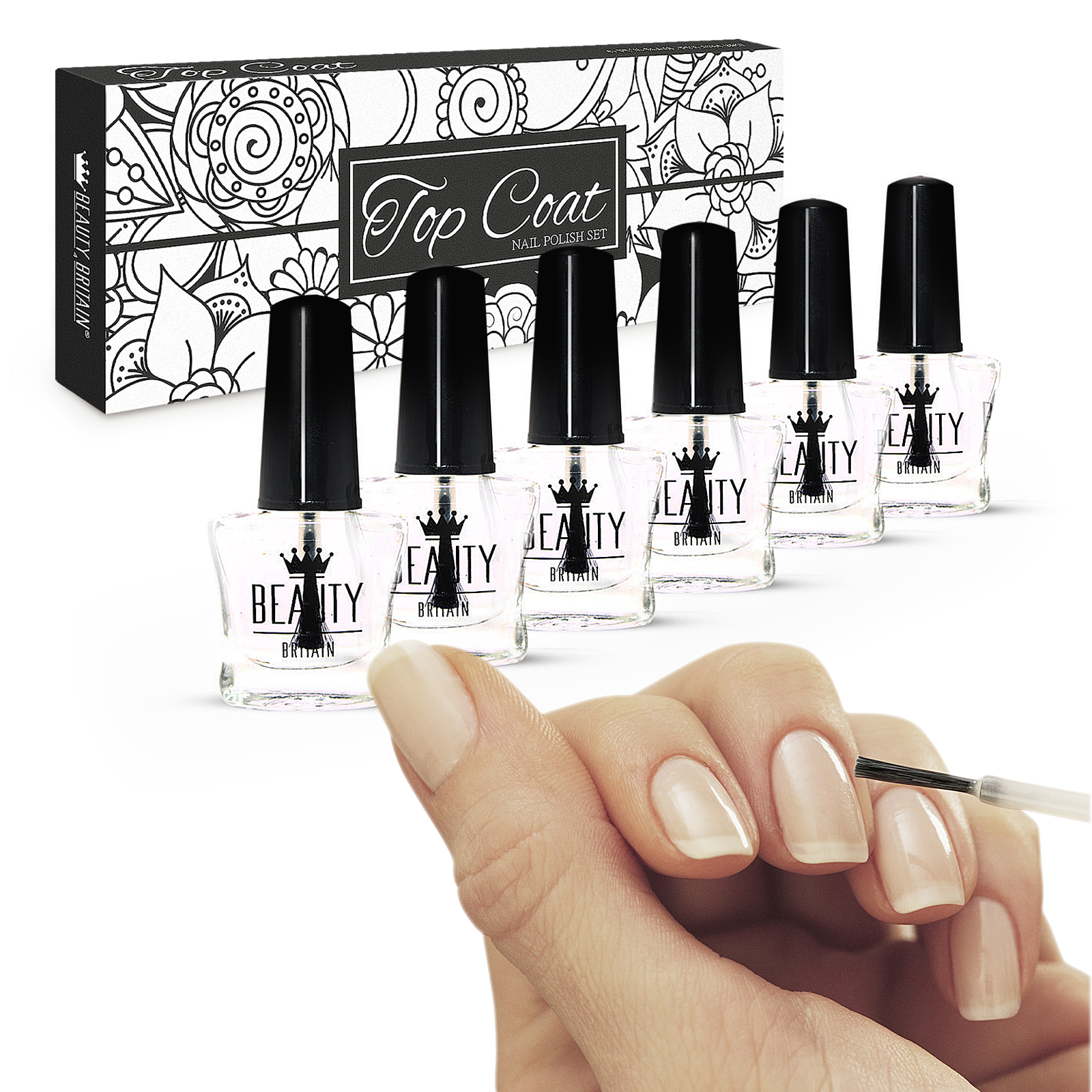 6 x BASE COAT & TOP COAT NAIL VARNISH POLISH SET CLEAR NAIL VARNISH